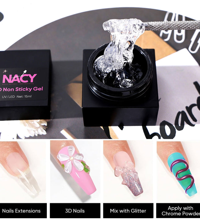 Nacy 3D Non Sticky Gummy Gel Art - White Pearl