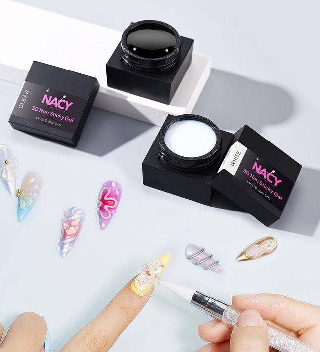 Nacy 3D Non Sticky Gummy Gel Art - White Pearl