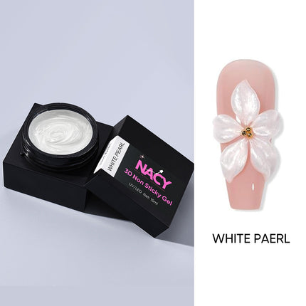Nacy 3D Non Sticky Gummy Gel Art - White Pearl