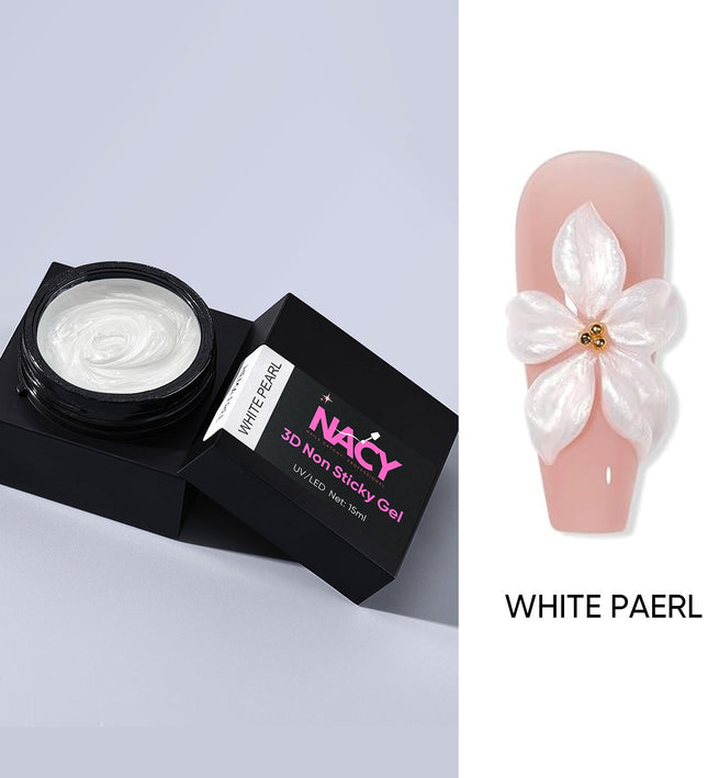 Nacy 3D Non Sticky Gummy Gel Art - White Pearl