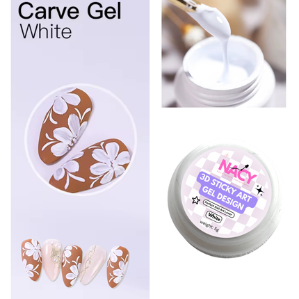Nacy 3D Sticky Gel Art Painting Design 5g- White