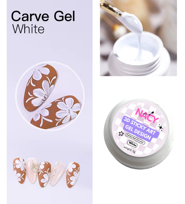 Nacy 3D Sticky Gel Art Painting Design 5g- White