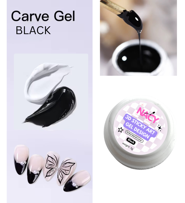 Nacy 3D Sticky Gel Art Painting Design 5g - Black