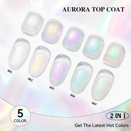 Set Nacy Auora 2in1 Top Coat Gel 0.5oz - 5 Colors