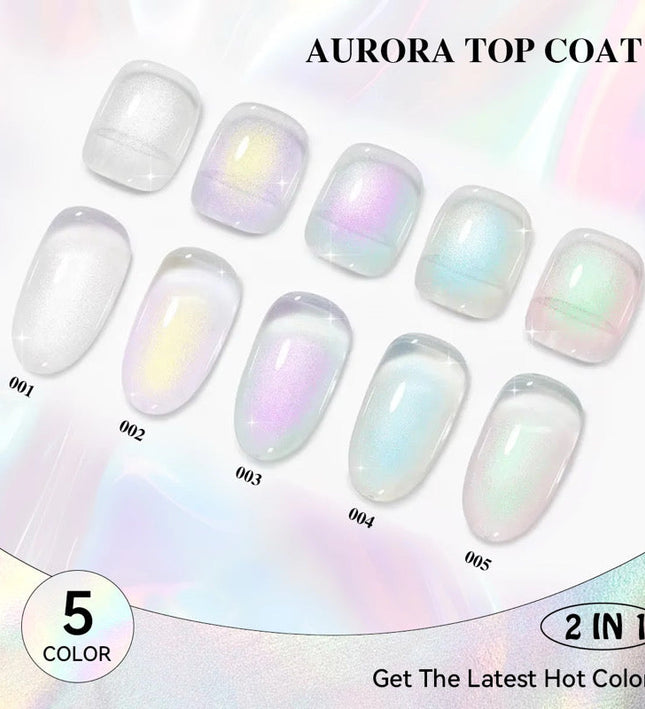 Set Nacy Auora 2in1 Top Coat Gel 0.5oz - 5 Colors