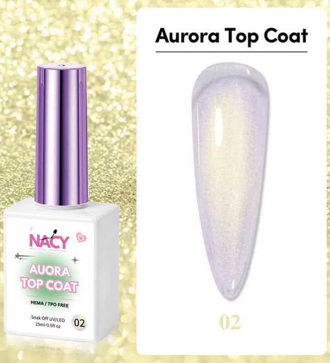 Set Nacy Auora 2in1 Top Coat Gel 0.5oz - 5 Colors