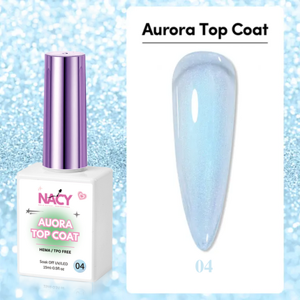 Set Nacy Auora 2in1 Top Coat Gel 0.5oz - 5 Colors