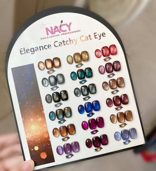 [ Coming Soon ] Nacy Full Set Ceramic Cat Eye Gel 0.5oz 18 Colors - Free 1 Color Display
