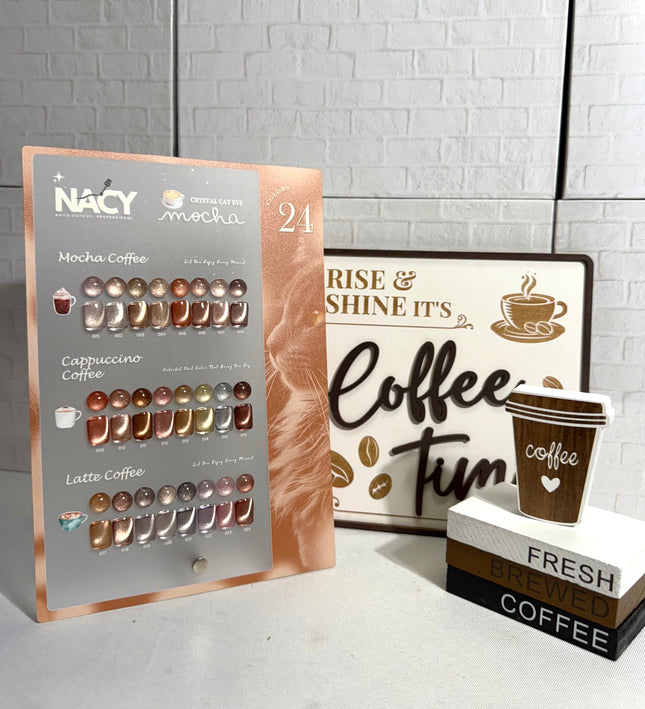 Nacy Full Set Coffee Mocha Crystal Cat Eye Gel 24 Colors / Free 1 Color Chart Display