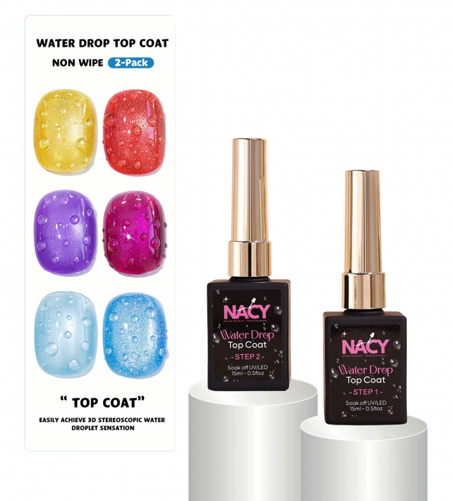 Nacy Water Drop Cat Eye Gel 0.5oz Top Coat-2 Steps Set