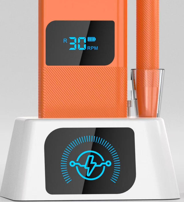NACY Nail Drill Cordless Rechargeable High Speed w Handpiece -Orange