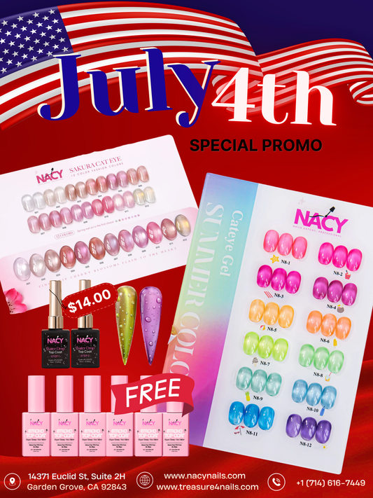Bundle Set Nacy 24 Colors Set Sakura Cat Eye & Summer Glaze + Water Drop Set & Free 6 Top Coat 0.5oz