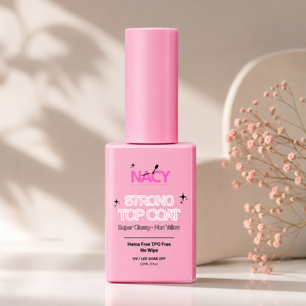 Nacy Super Shiny Strong Top Coat Non- Yellow No Wipe - Hema Free 0.5oz
