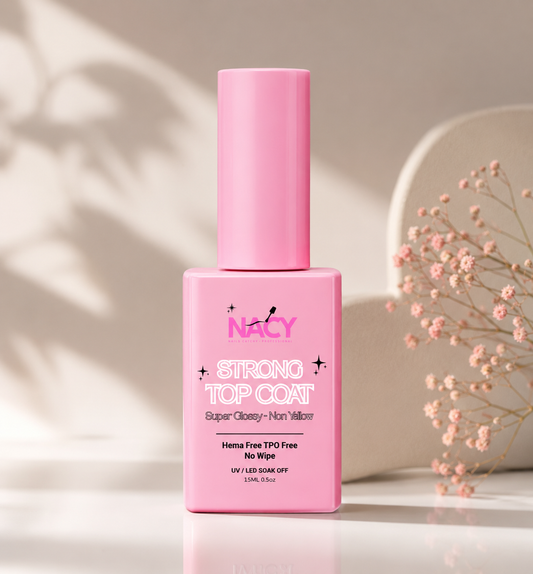 Nacy Super Shiny Strong Top Coat Non- Yellow No Wipe - Hema Free 0.5oz