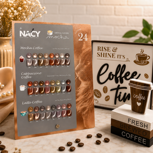 Nacy Full Set Coffee Mocha Crystal Cat Eye Gel 24 Colors / Free 1 Color Chart Display