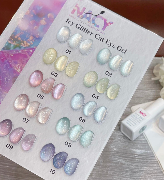 Nacy Full Set Ice Glitter Cat Eye 10 Colors / Free Color Chart Display