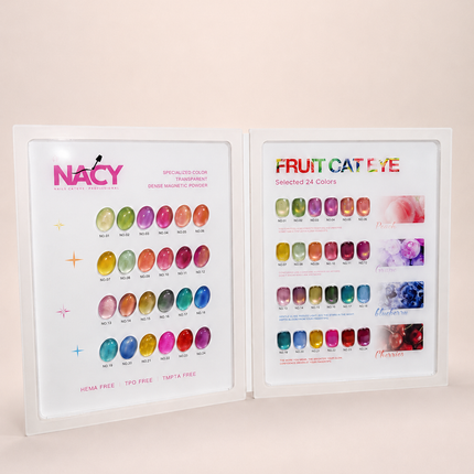 🍓Nacy Fruit Cat Eye 24 Colors Gel 0.5oz Set / Free 1 Color Chart Display HEMA-TPO Free