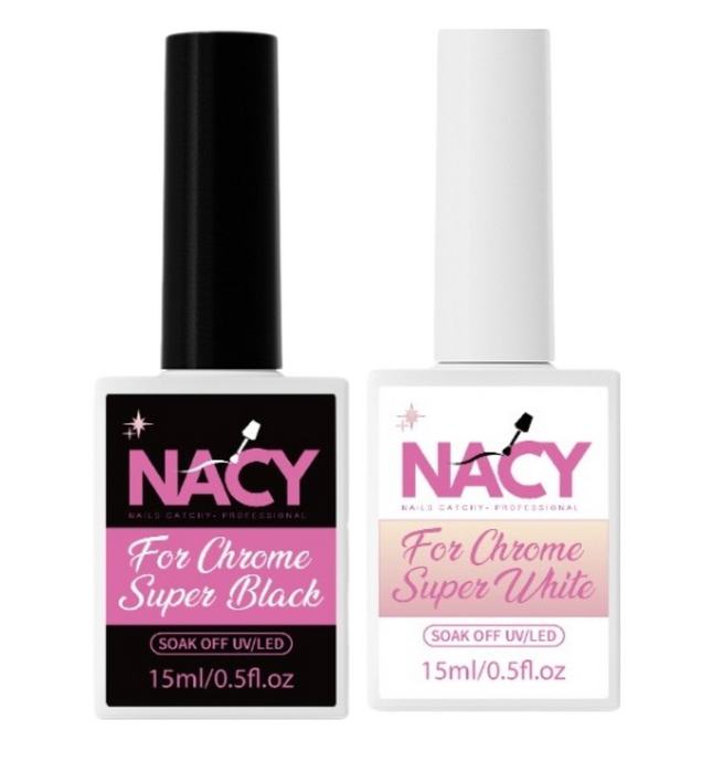 Nacy Set For Chrome Super Black/White Gel 0.5oz