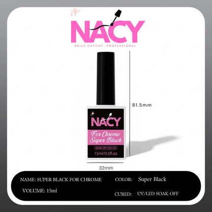 Nacy Set For Chrome Super Black/White Gel 0.5oz