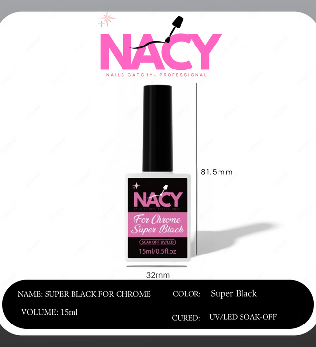 Nacy Set For Chrome Super Black/White Gel 0.5oz