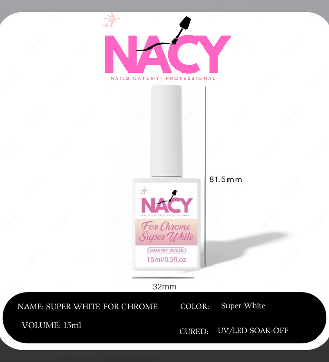 Nacy Set For Chrome Super Black/White Gel 0.5oz