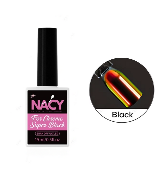 Nacy Set For Chrome Super Black/White Gel 0.5oz