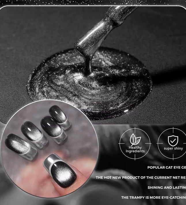 Nacy Set of 6 Obsidian Black Cat Eye Gel 0.5oz