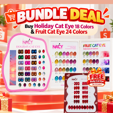 Bundle Deal - Fruit Cat Eye 24 Colors + Holiday Cat Eye 18 Colors/ Free Ruby Cat Eye Set