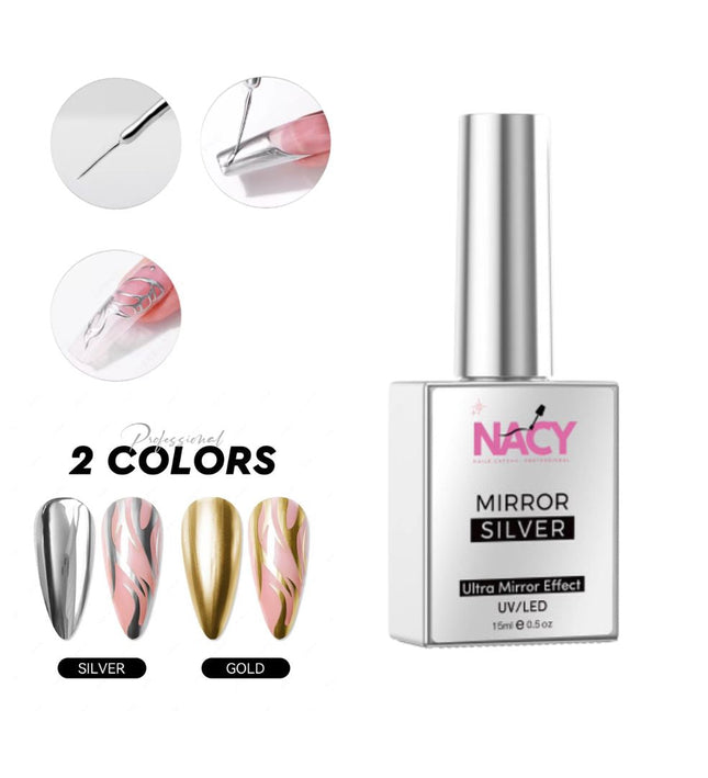 NACY Metallic Painting Liner Gel Silver Mirror Effect 15ml