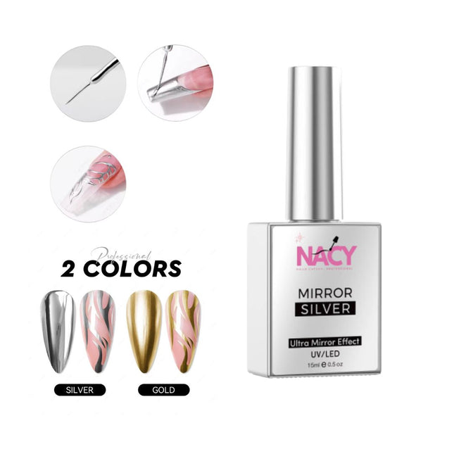 NACY Metallic Painting Liner Gel Silver Mirror Effect 15ml