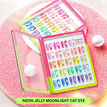 Nacy Neon Jelly Cat Eye Summer Set 24 Colors / Free color chart Book display