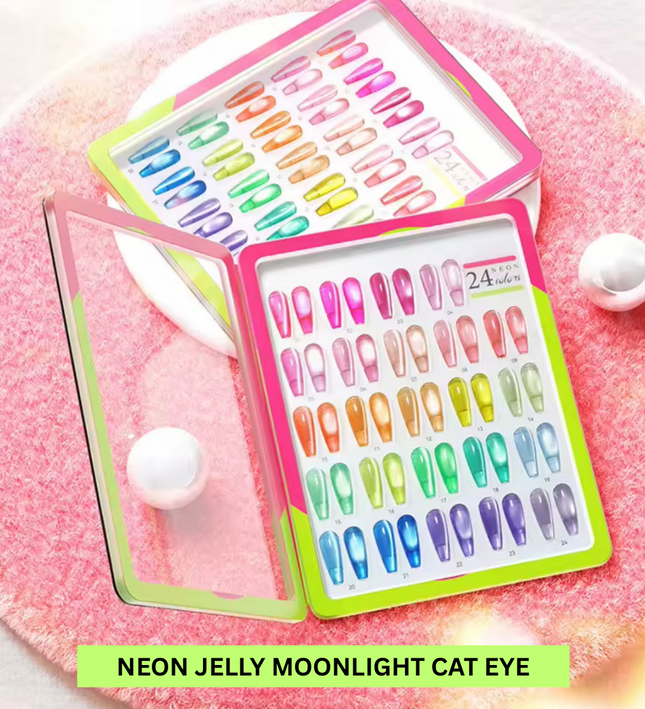 Nacy Neon Jelly Cat Eye Summer Set 24 Colors / Free color chart Book display