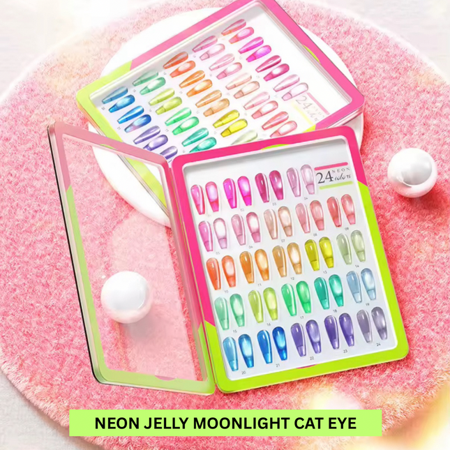 Nacy Neon Jelly Cat Eye Summer Set 24 Colors / Free color chart Book display
