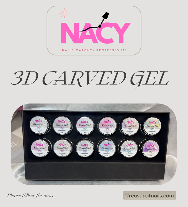 Set NACY 3D Carved Gel - 12 Colors