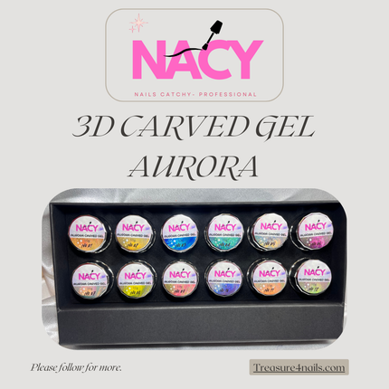 Set NACY 3D Auora Carved Gel - 12 Colors
