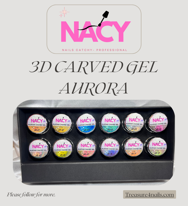 Set NACY 3D Auora Carved Gel - 12 Colors